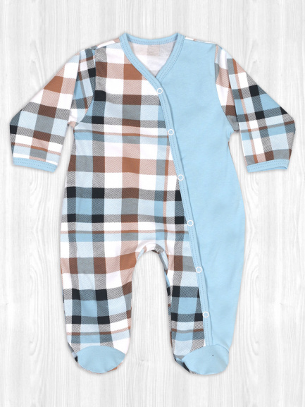 Комбинезон интерлок клетка/голубая