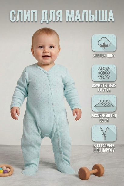Комбинезон М-5118-И мятный/ажур