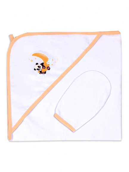 Пелёнка купальная с рукавичкой Мишка/беж