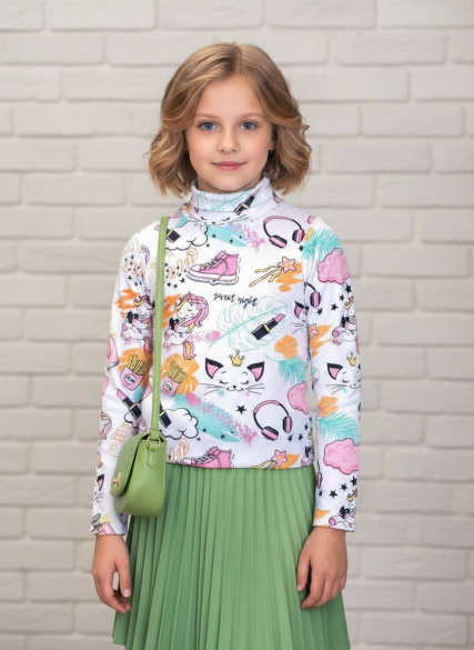 Водолазка (бадлон) единороги/белый