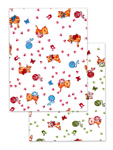 Пеленка фланель набивная Коты/красный