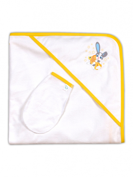 Пелёнка купальная с рукавичкой Т1 кролик/рыбка