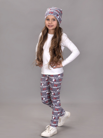 Леггинсы для девочек бантик/горох