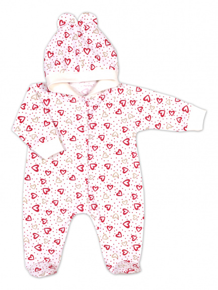 Комбинезон с ушками сердечки/экрю