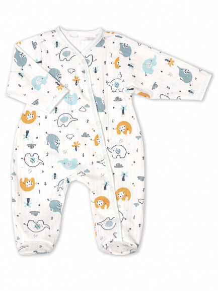 Комбинезон интерлок слонята/мятные