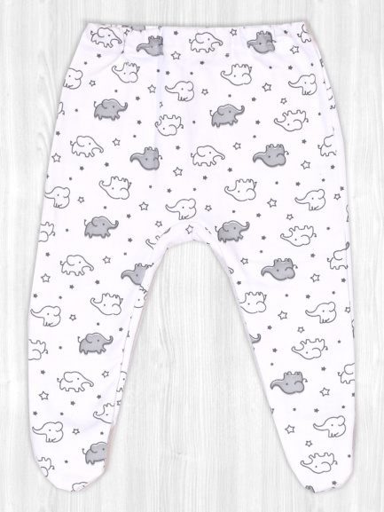 Ползунки для новорожденных на резинке слоники/серые
