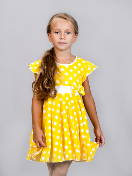 Платье детское горох/желтый