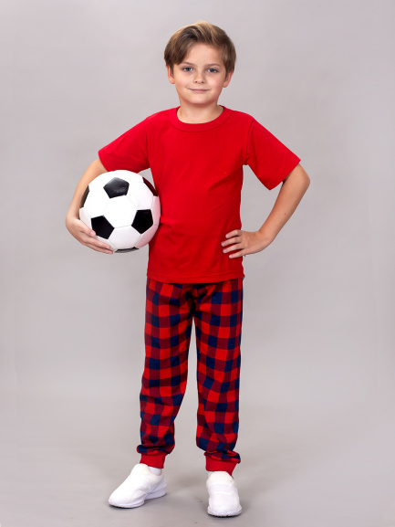 Брюки клетка/красный (оз)