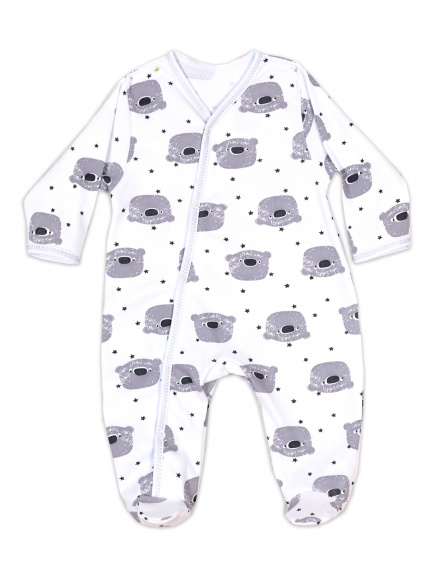 Комбинезон интерлок медведи/белый