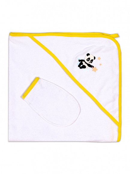 Пелёнка купальная с рукавичкой Т1 панда/звезды