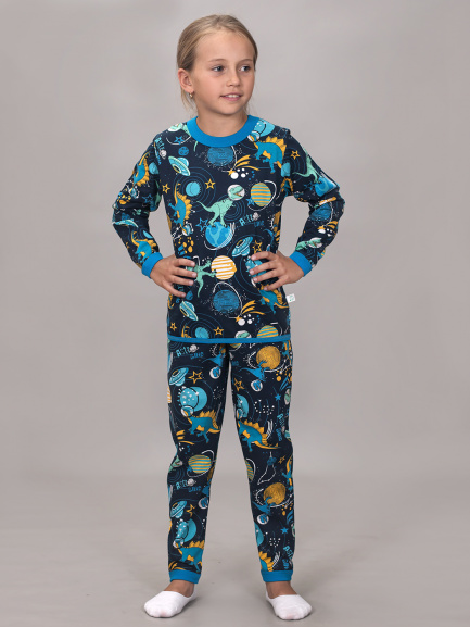 Пижама для детей космос/бирюзовый