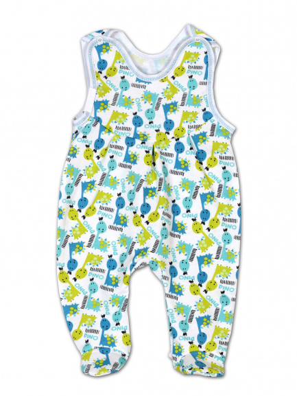 Ползунки длинные детские на кнопках Дино/салат