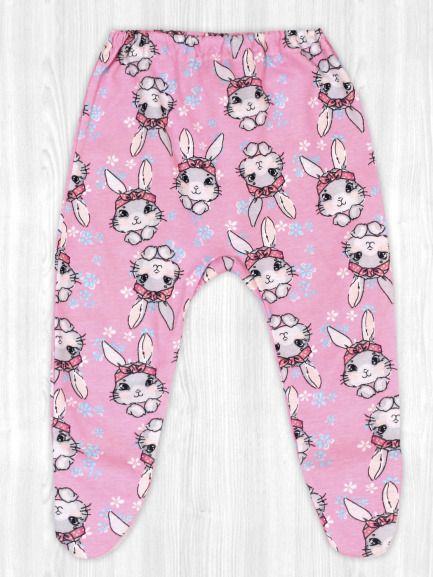 Ползунки детские на резинке кролики/лапки