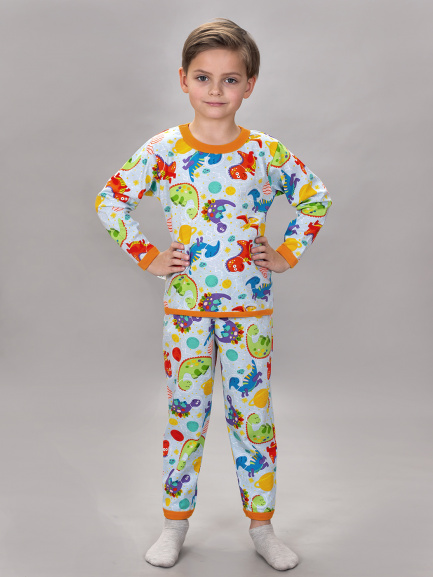 Пижама для детей диномалыш/оранж
