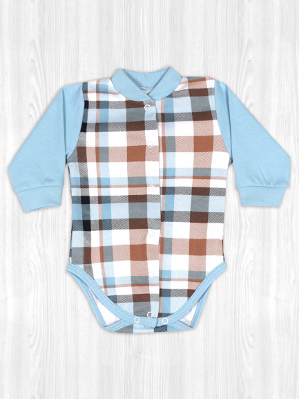 Боди для детей клетка/голубая