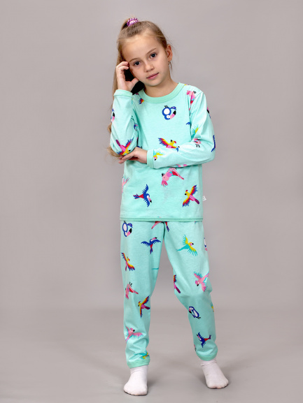 Пижама для детей попугай/мята