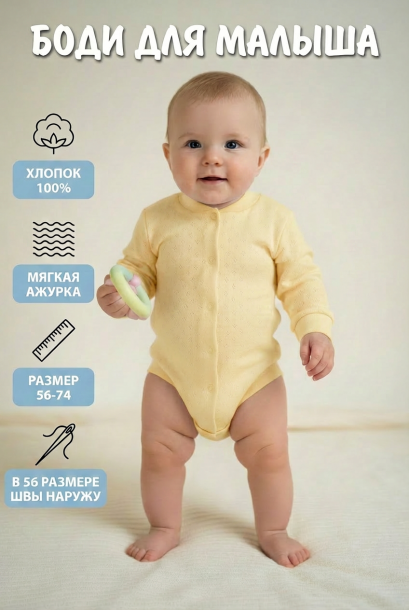 Боди М-7043 желтый/ажур