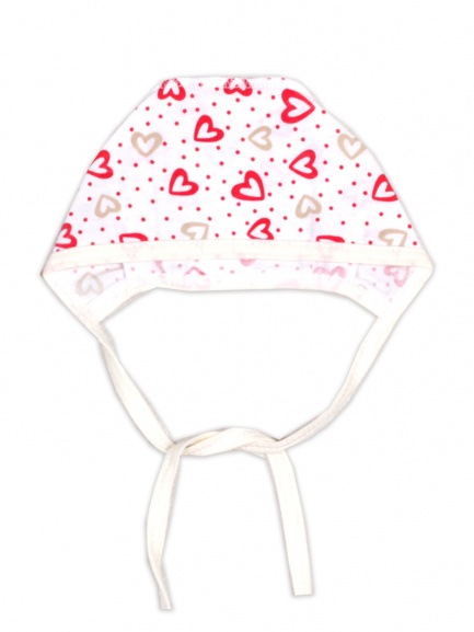 Чепчик детский трикотажный сердечки/экрю