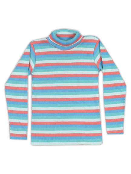 Водолазка полоска изумруд/оранж