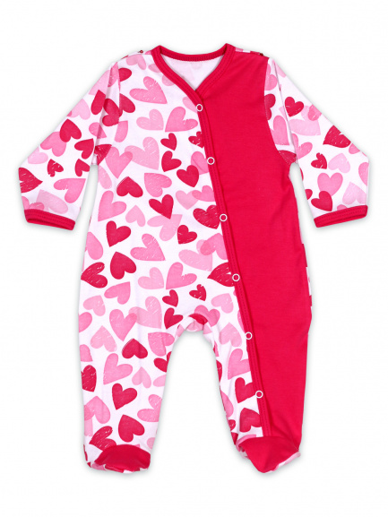 Комбинезон интерлок малиновое/сердце
