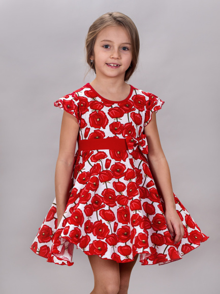 Платье детское маки/алые/новый