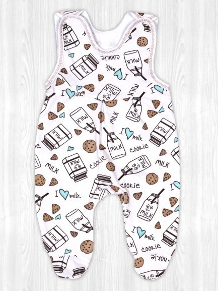 Ползунки длинные детские на кнопках молоко/бежевый