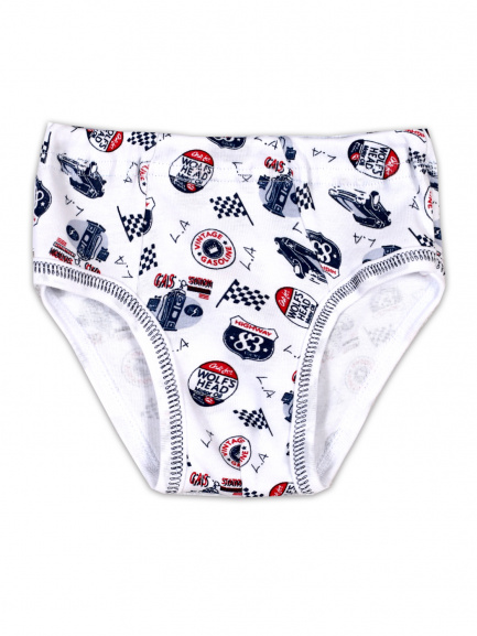 Трусы для мальчика машинки на белом