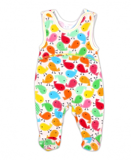 Ползунки детские на кнопках Птички Желтый