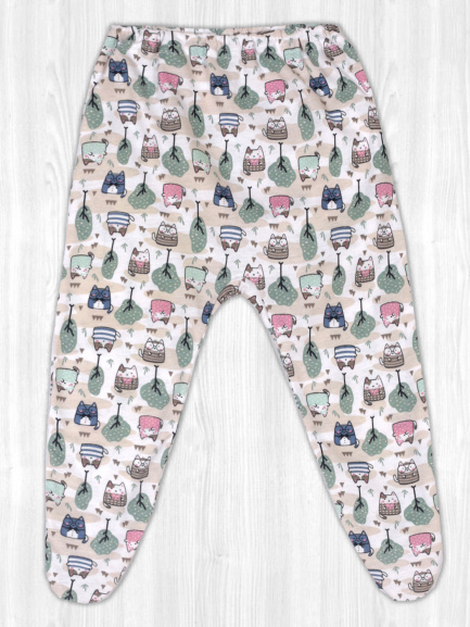 Ползунки детские на резинке мурзик/мята