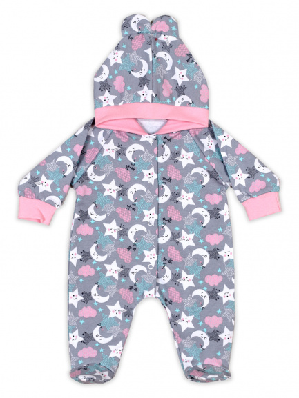 Комбинезон с ушками ночь/розовая