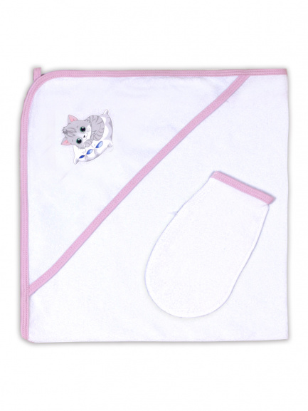Пелёнка купальная с рукавичкой Т1 кошка/подушка
