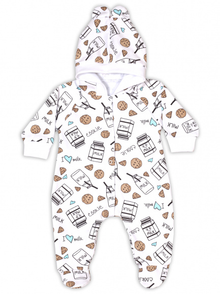 Комбинезон с ушками молоко/беж