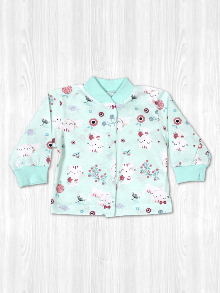 Кофта детская на кнопках кошечки/ментол