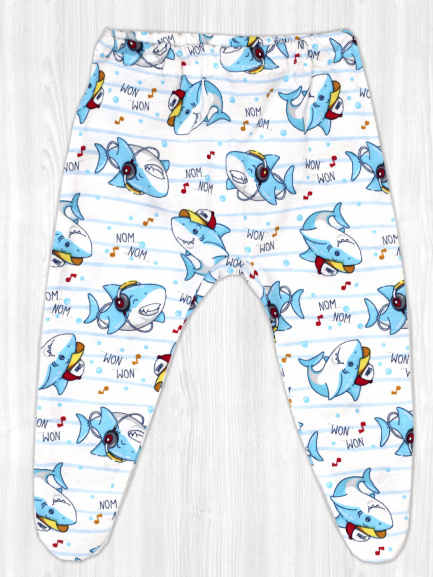 Ползунки детские на резинке акулы