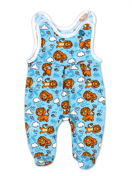 Ползунки длинные детские на кнопках Лёва/бирюза