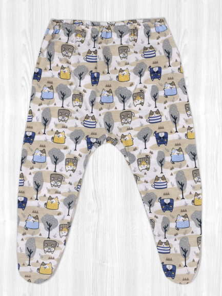 Ползунки детские на резинке мурзик/голубой