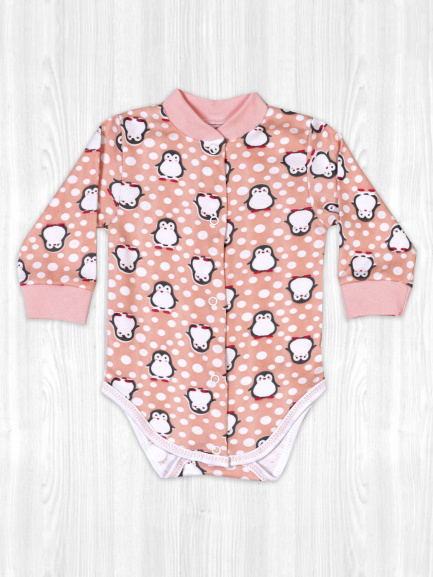 Боди для маленьких детей пингвин/персик