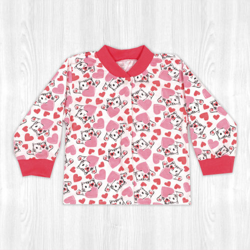 Кофта детская на кнопках котята/сердечки