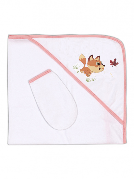 Пелёнка купальная с рукавичкой Т1 лиса/смотрит