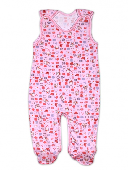 Ползунки детские на кнопках розовый/мишка