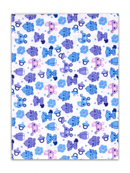 Пеленка фланель набивная Слоны/синий