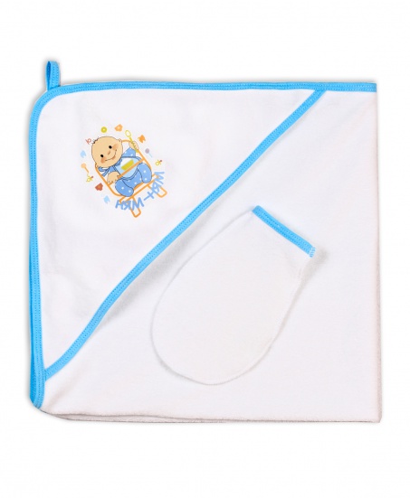 Пелёнка купальная с рукавичкой Т1 ням/голубой