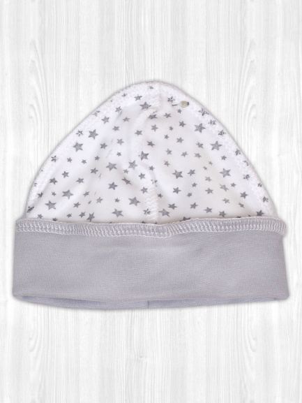 Шапочка детская звездочки с серой рибаной