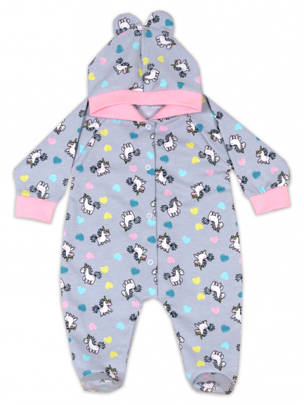 Комбинезон с ушками Поники/розовый