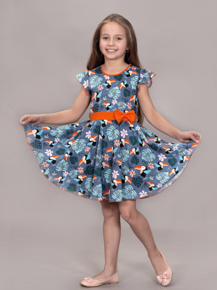 Платье детское тукан/оранж