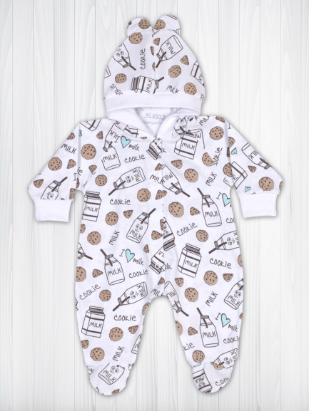 Комбинезон с ушками молоко/бежевый