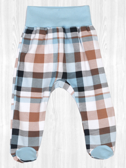 Ползунки на рибане клетка/голубая