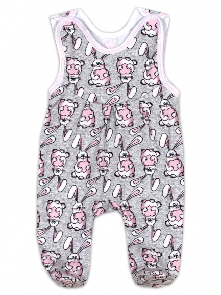 Ползунки длинные детские на кнопках Зайка/меланж