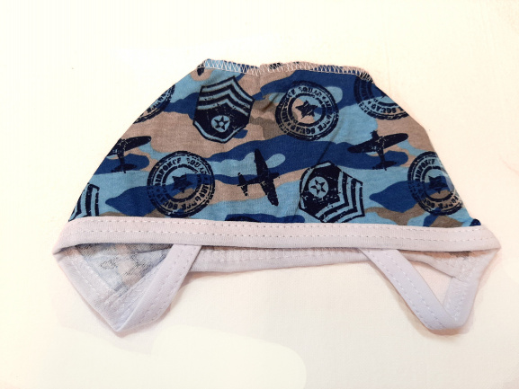 Чепчик детский трикотажный камуфляж/синий