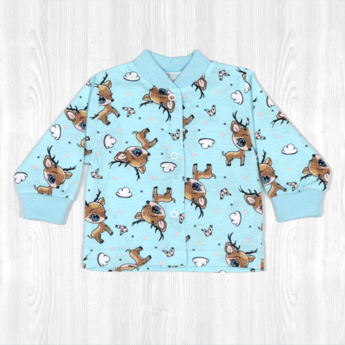 Кофта детская на кнопках олени/голубой